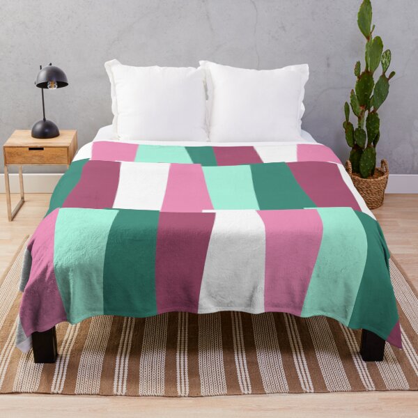 Item preview, Modern Scandinavian Patchwork Quilts in Pink and Green designed and sold by Deutschic.