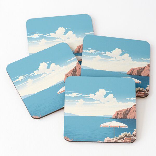 Item preview, Minimalist flat design beautiful sea view designed and sold by WallWhimsyWorks.