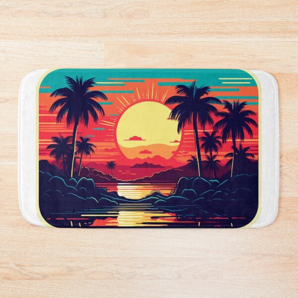 Item preview, Retro Sunset Paradise (white backgound) designed and sold by Tabuku.