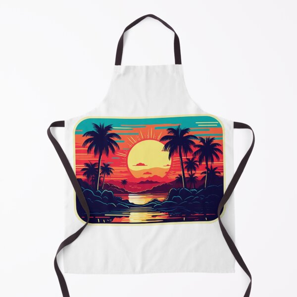 Item preview, Retro Sunset Paradise (white backgound) designed and sold by Tabuku.