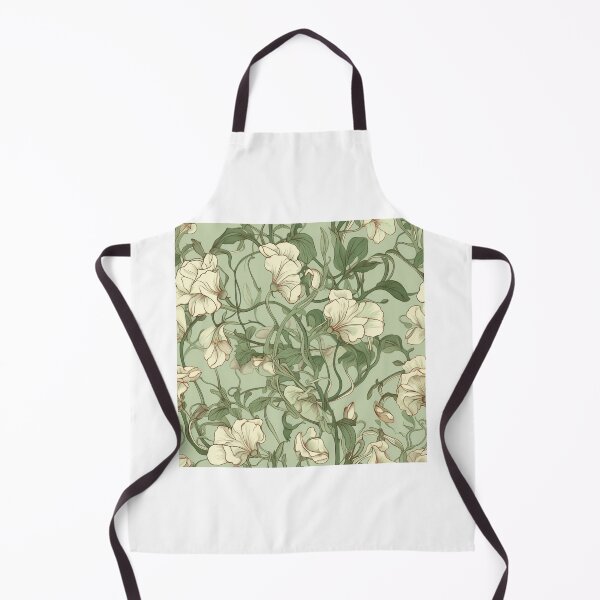 Item preview, Watercolour Art Nouveau Inspired Ivory Sweetpea Flowers Pattern designed and sold by DarlaEdnaFleur.