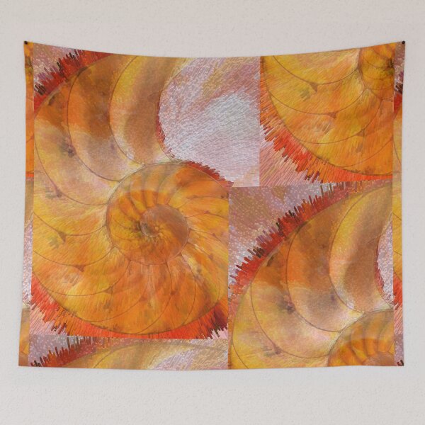 Item preview, Modern Orange Nautilus Shell Seashell Art designed and sold by Sharon Cummings Art.