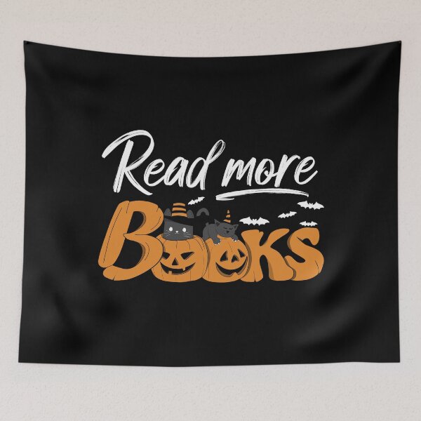 Item preview, Read More Books, Funny Halloween Black Cats and Pumpkins designed and sold by Ridaelb.
