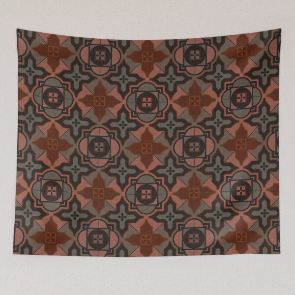 Item preview, Muted Gray Acorn Brown Arabesque Style Tile Pattern designed and sold by CheriesArt.