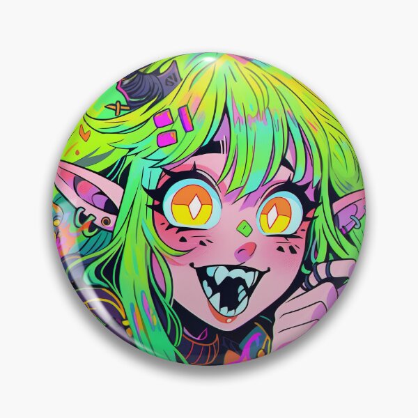 Item preview, Cute Wacky Green Demon Anime Girl designed and sold by bubblegoth.