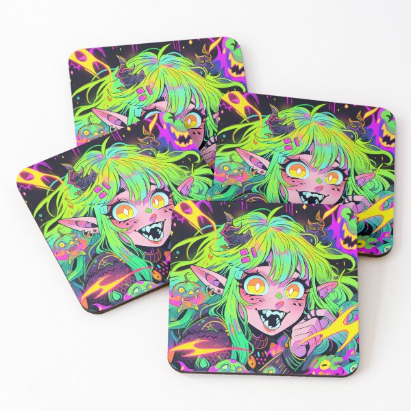 Item preview, Cute Wacky Green Demon Anime Girl designed and sold by bubblegoth.