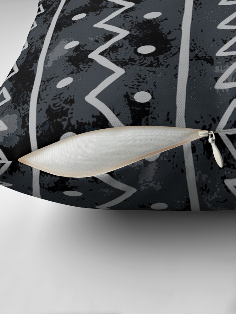 Thumbnail 2 of 4, Pillow, Arrow Mud Cloth Pattern Black and Gray designed and sold by tonymagnerart.