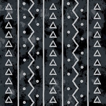 Artwork thumbnail, Arrow Mud Cloth Pattern Black and Gray by tonymagnerart
