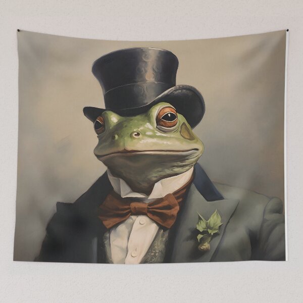 Item preview, Dapper Frog Portrait Art designed and sold by ConfettiSkyArt.