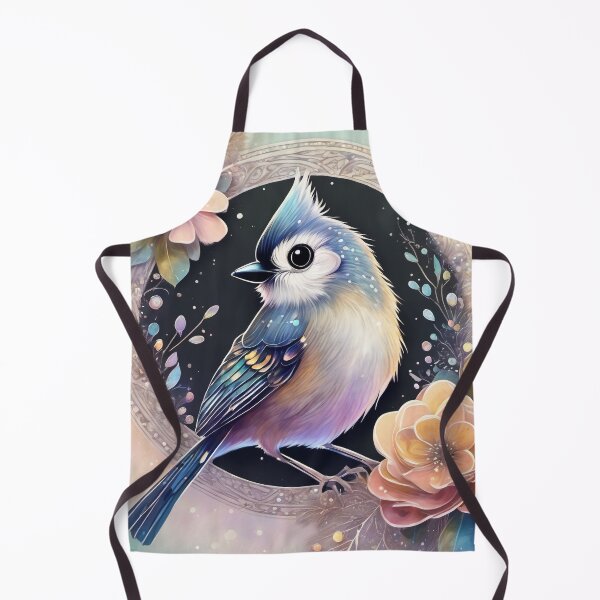Artikelvorschau, Büschelmeise, Vogel, Blumen, Fantasy-Kunststil entworfen und verkauft von BirdsnStuff.