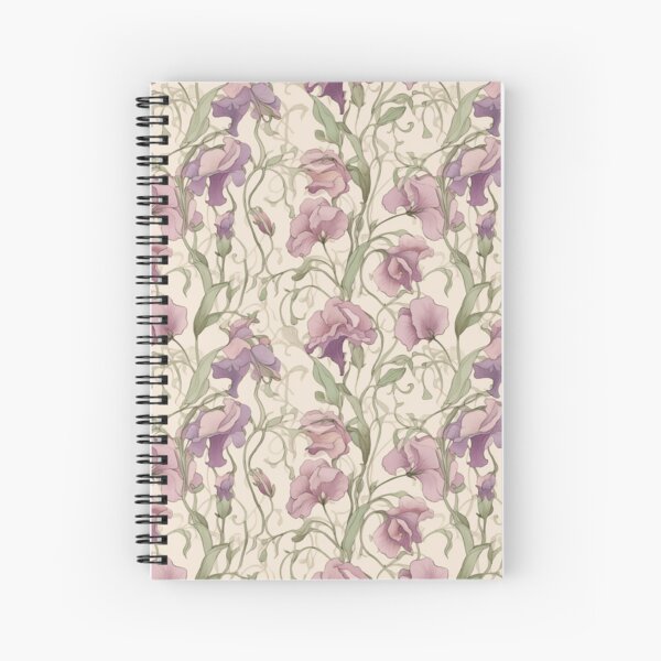 Item preview, Watercolour Art Nouveau Inspired Pale Pink and Purple Sweetpea Flowers Pattern designed and sold by DarlaEdnaFleur.
