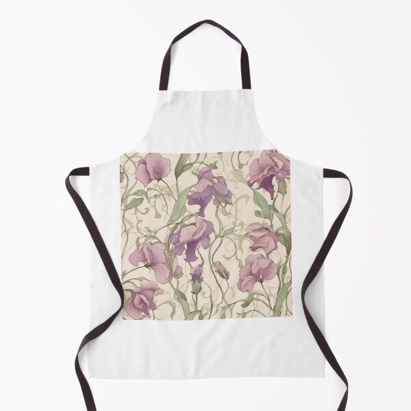 Item preview, Watercolour Art Nouveau Inspired Pale Pink and Purple Sweetpea Flowers Pattern designed and sold by DarlaEdnaFleur.