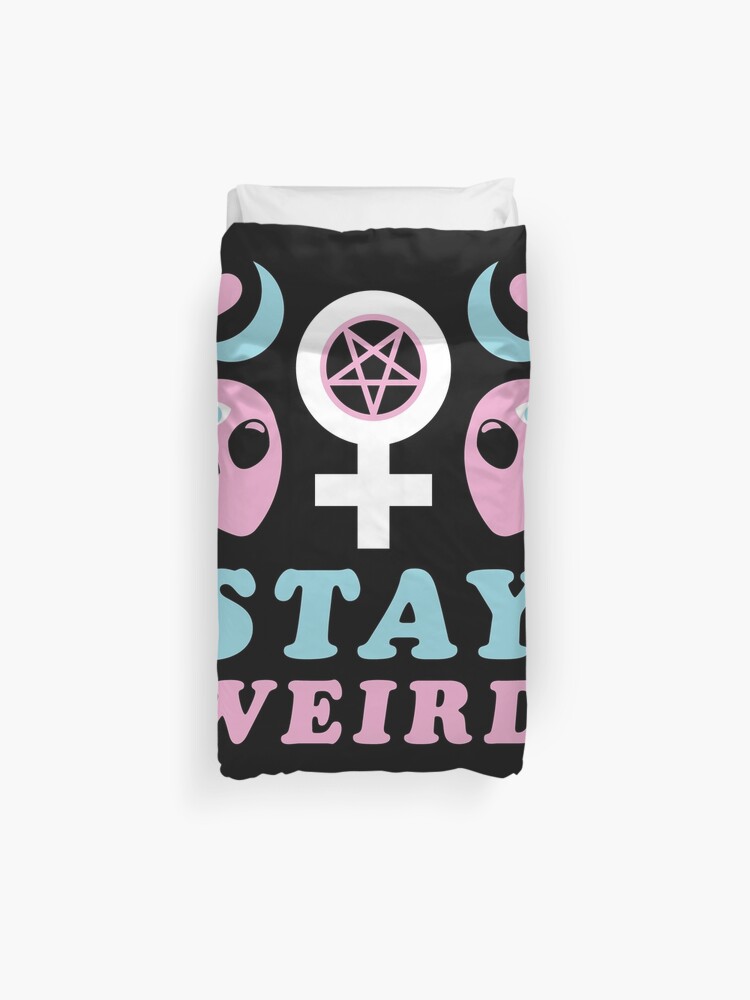 Pastel Goth Stay Weird Creepy Cute Alien Duvet Cover