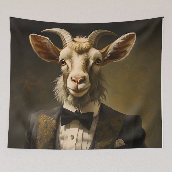 Item preview, Dapper Goat Portrait Art designed and sold by ConfettiSkyArt.