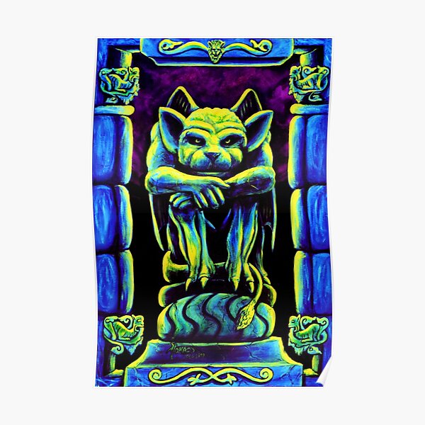 Psychedelic Trippy Goth Gargoyle by Vincent Monaco Poster