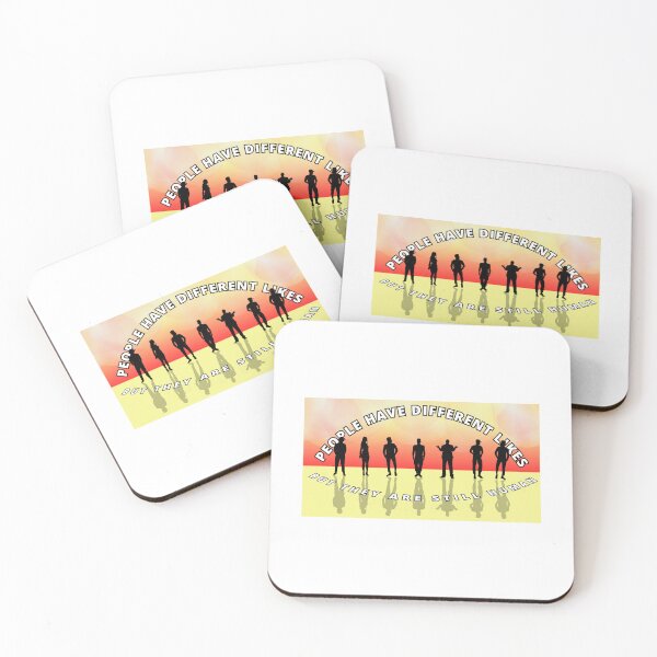 Item preview, People have different likes, but they are still human - seven black silhouettes of people on the red and smoked background designed and sold by SplashTastic.