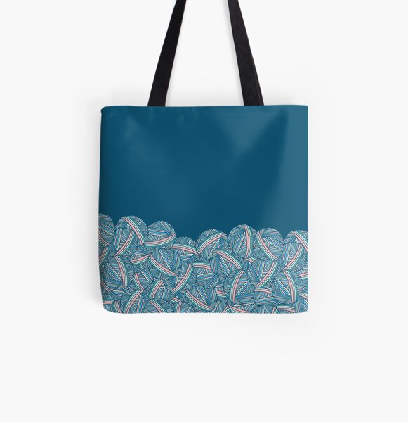 Piles of Pretty Teal Yarn Balls for Luscious Leggings Collection by Kristin Omdahl All Over Print Tote Bag