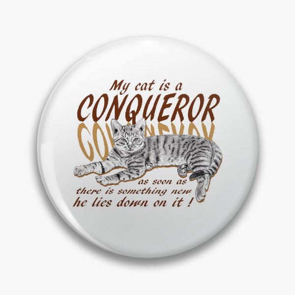 Item preview, Conquering cat - graphite version, brown colorized English text designed and sold by SylvieG18.