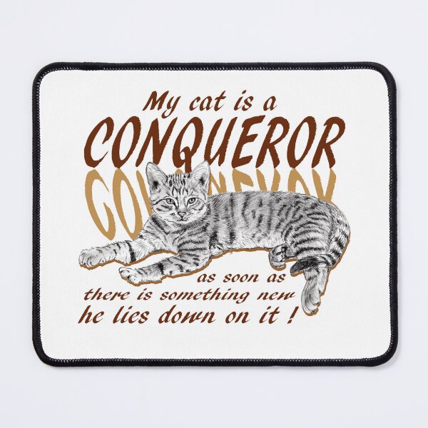 Item preview, Conquering cat - graphite version, brown colorized English text designed and sold by SylvieG18.