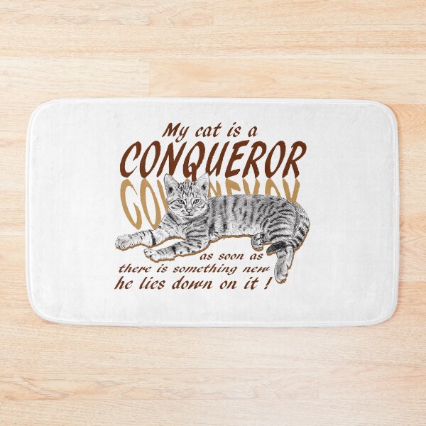 Item preview, Conquering cat - graphite version, brown colorized English text designed and sold by SylvieG18.