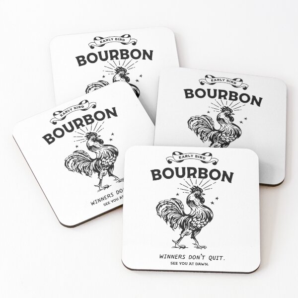 Item preview, Early Bird Bourbon: Winners Don't Quit. Funny Whiskey Drinking Rooster  designed and sold by The Whiskey Ginger Design Shop.