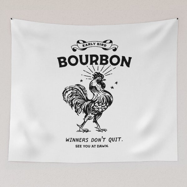Item preview, Early Bird Bourbon: Winners Don't Quit. Funny Whiskey Drinking Rooster  designed and sold by The Whiskey Ginger Design Shop.