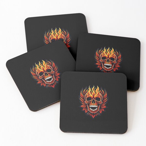 Item preview, Demon fiery scary skull with leaves designed and sold by FlowerandDesing.