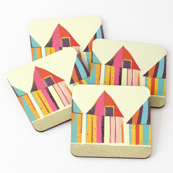 Item preview, Colourful retro beach huts designed and sold by SamJanner.