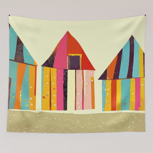 Item preview, Colourful retro beach huts designed and sold by SamJanner.