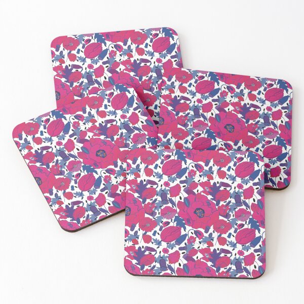 Item preview, Seamless pattern with poppy flowers in pink and blue designed and sold by theresARTshop.