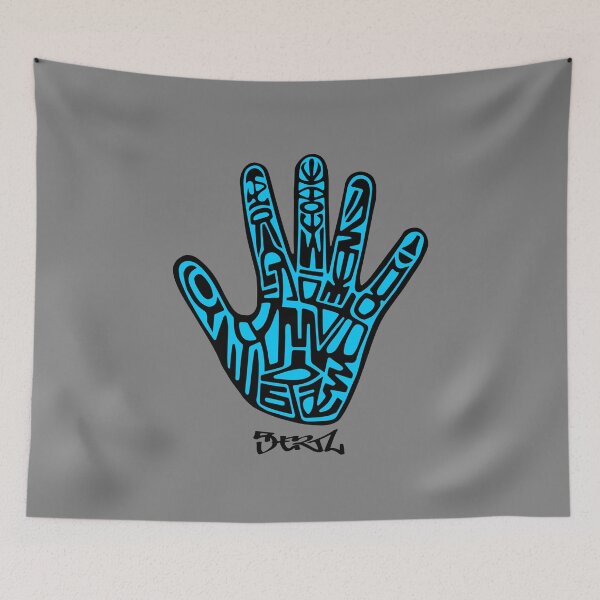 Artikelvorschau, 5 HERTZ. HAND. ABSTRAKT. Stammes. SCHWARZ UND BLAU. entworfen und verkauft von 5hertz.