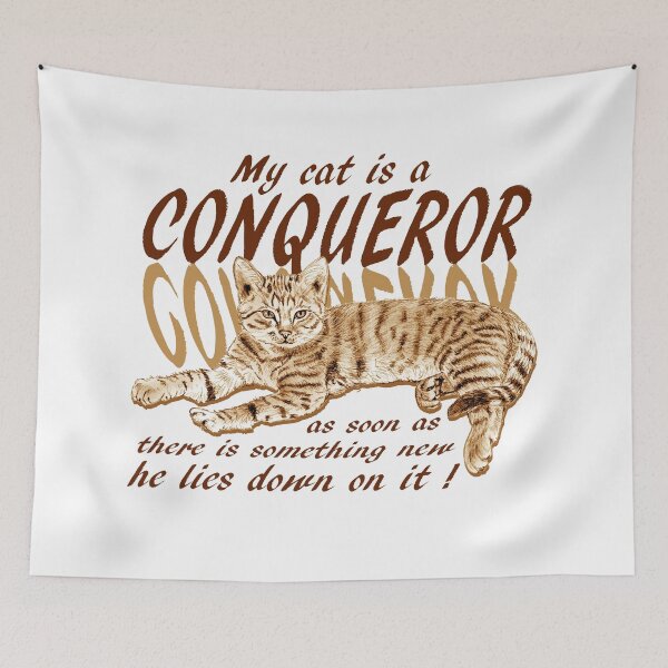 Item preview, Conquering cat - brown colorized version, text in english designed and sold by SylvieG18.