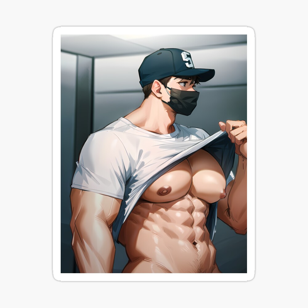 Big Chest Muscular Anime Man Shirt Lift | Poster