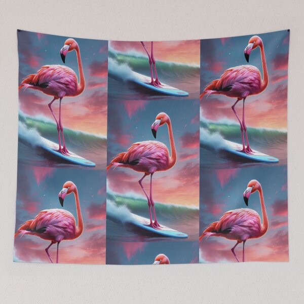 Item preview, a cool flamingo bird wave surfing designed and sold by Pelzi100.