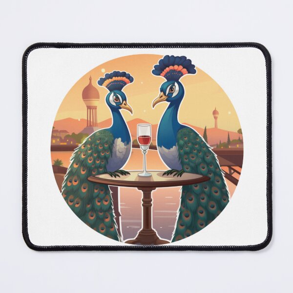 Item preview, Love peacocks with wine (White background) designed and sold by Tabuku.