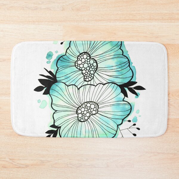 Item preview, Aqua Blue Watercolor Flowers Rita designed and sold by BEATRIZKOBORI.