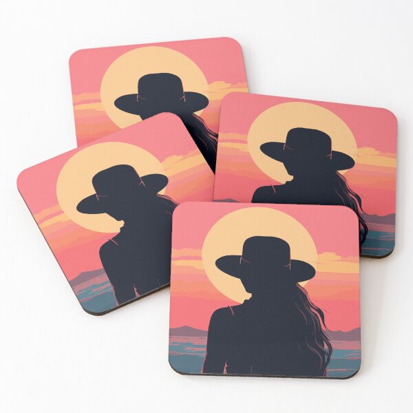 Item preview, Silhouette of Cowgirl watching sunset designed and sold by RetroPrints.