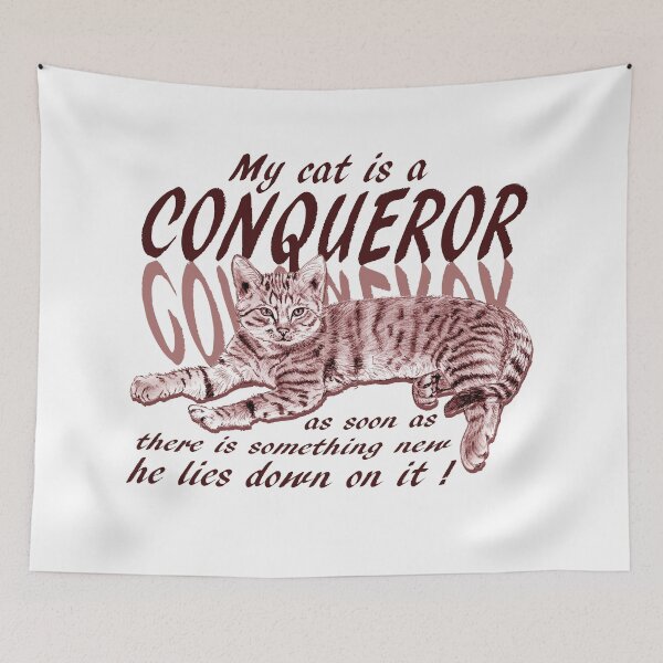 Item preview, Conquering cat - brown-red colorized version, text in english designed and sold by SylvieG18.