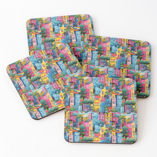 Item preview, Brightly Colored Cityscape designed and sold by EvokeArtisan.