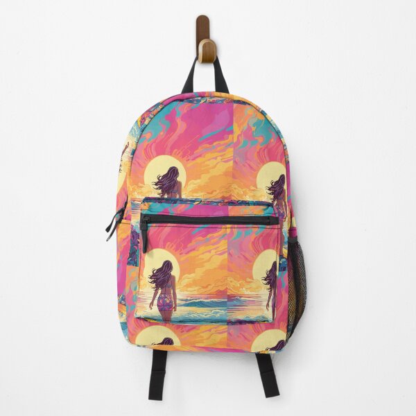 Item preview, Surfer girl watching sunset designed and sold by RetroPrints.