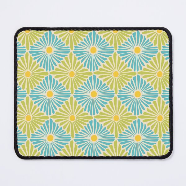 Item preview, Flower Mosaic Retro Modern Art Design - Green & Sky Blue designed and sold by anisgott.
