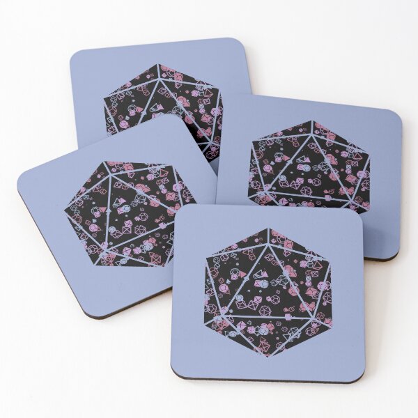 Item preview, periwinkle D20 Dice Hoard - Black background with pastel pink, purple and blue dice designed and sold by AvengingSassy.
