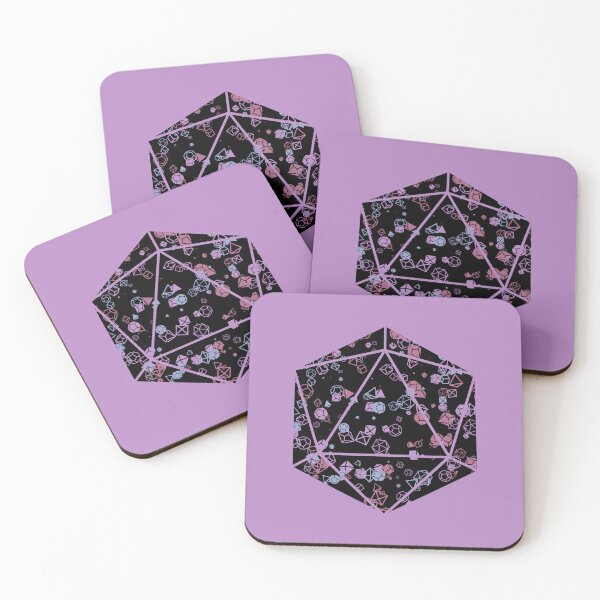 Item preview, Lilac purple D20 Dice Hoard - Black background with pastel pink, purple and blue dice designed and sold by AvengingSassy.