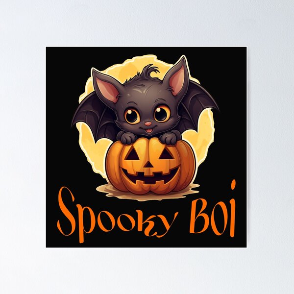 Item preview, Spooky Boi Halloween Bat on Jack O Lantern designed and sold by Digiversal.