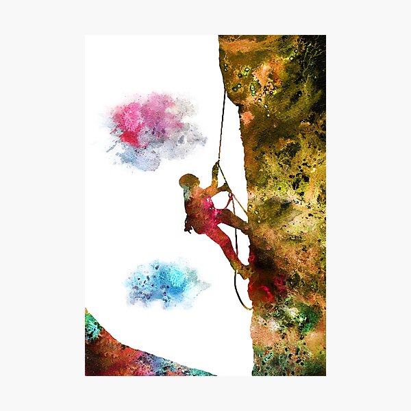 Item preview, Rock climbing extreme sport man, climbing man, climber, watercolor rock climbing designed and sold by Rosaliartbook.