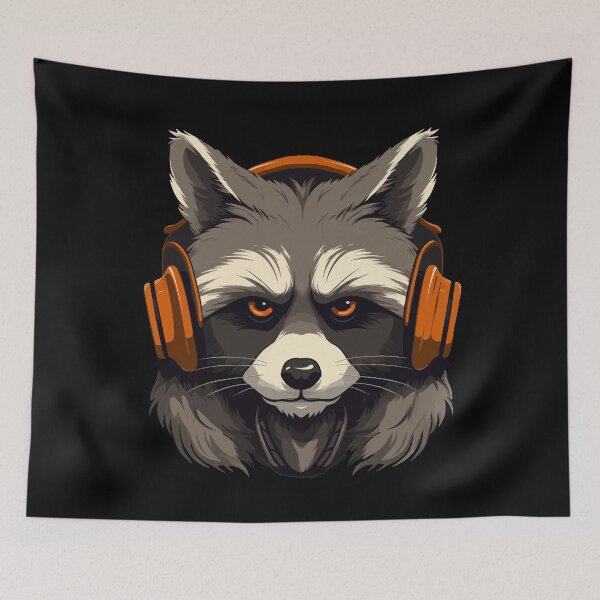 Artikelvorschau, Waschbär mit Headset entworfen und verkauft von VelvetRoom.