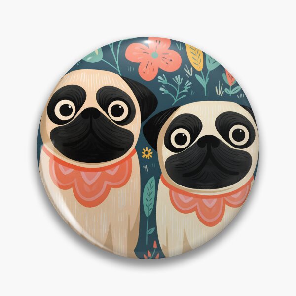 Item preview, Drawing of Pugs Dogs in the Garden designed and sold by mydoglove.