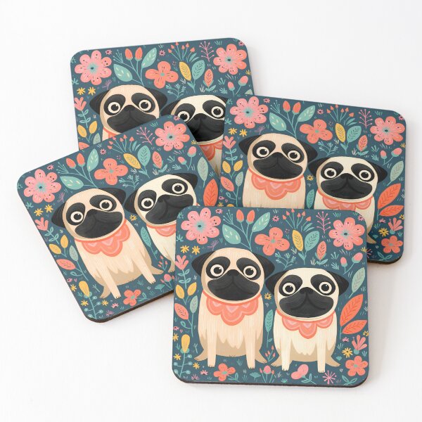 Item preview, Drawing of Pugs Dogs in the Garden designed and sold by mydoglove.