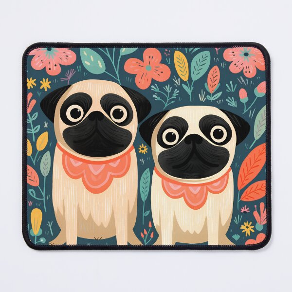 Item preview, Drawing of Pugs Dogs in the Garden designed and sold by mydoglove.
