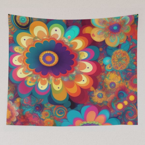 Item preview, Flower Power Colourful Flower Pattern designed and sold by druidwolfart.